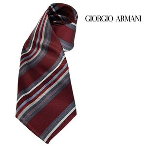 Giorgio Armani Tie Necktie Classic Stripe Luxury Brand Handmade Italy Embossed